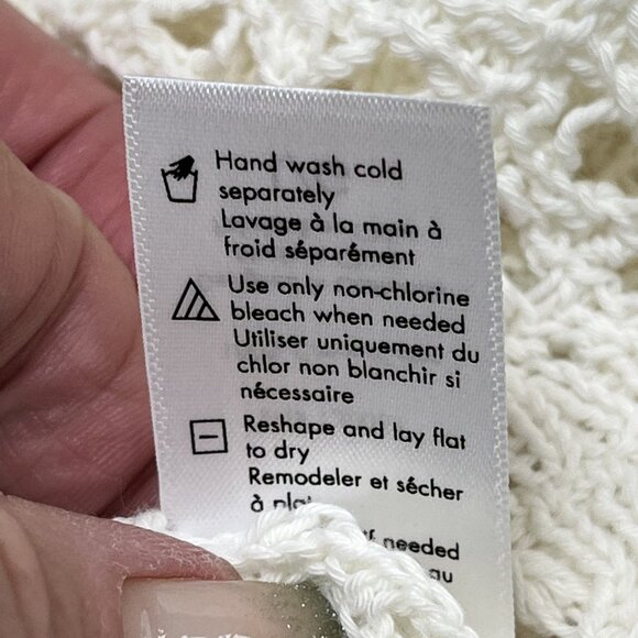 L Space Cardigan L White Crochet Open Knit Cropped Tie Front‎ Boho Hippie Beach - Picture 9 of 11